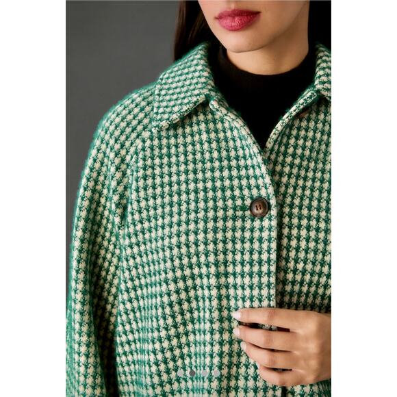 Anthropologie Jacket in Green Cream Silver Soft Fabric - Femme Swing - Like New! - Picture 10 of 15